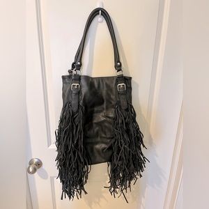 Black fringe tote bag. Used condition.